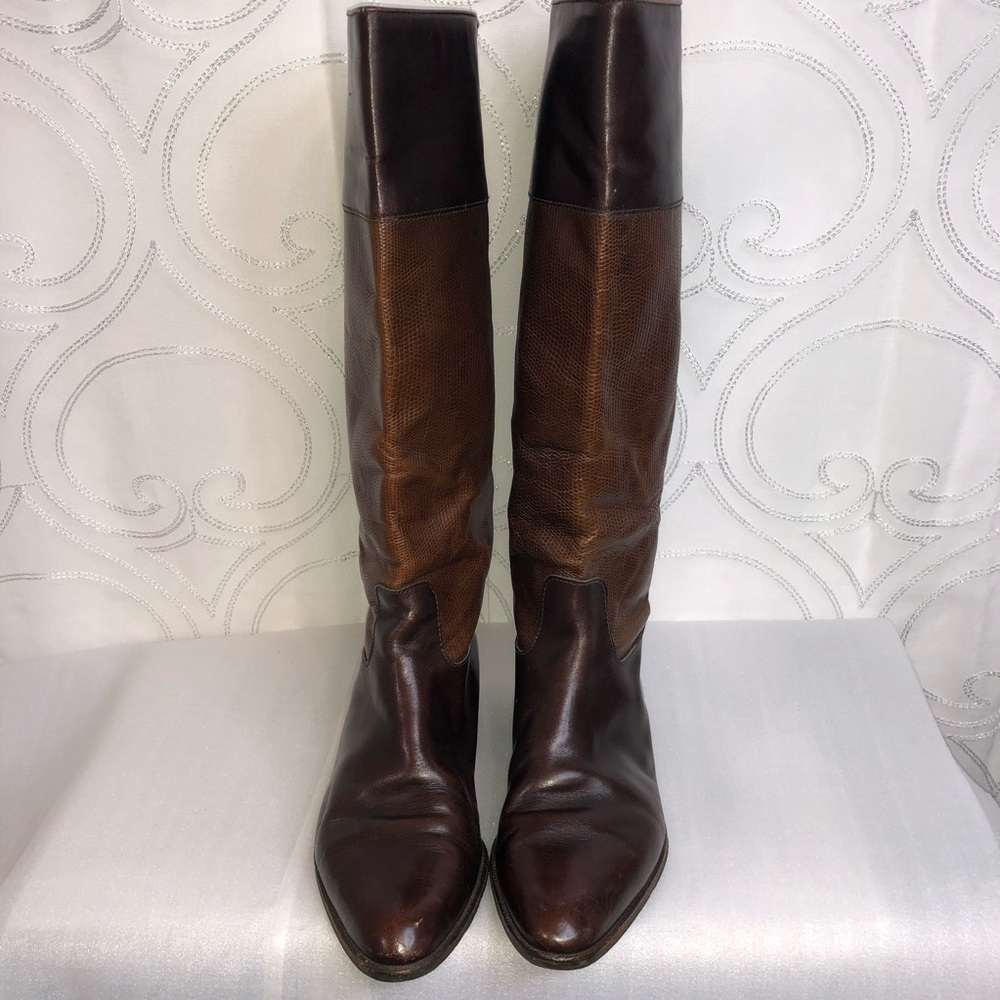 ANTONIO MELANI REPTILE PRINT LEATHER BOOTIES